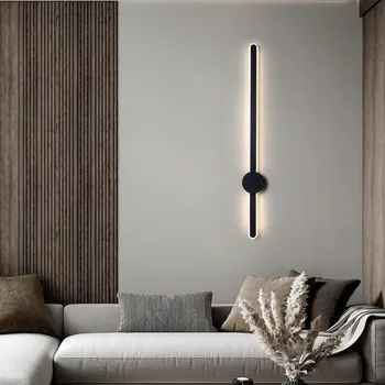 Minimalist uzun duvar lambası yatak odası başucu lambası modern minimalist oturma odası kanepe ızgara arka plan duvar akıllı duvar lambası 2