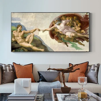 Ünlü Resim Da Vinci Oluşturma Tanrı Tuval Boyama Posterler ve Baskılar Cuadros Duvar Sanatı Oturma Odası Ev Dekor ıçin