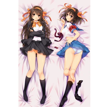 60x180cm Anime Suzumiya Haruhi Dakimakura sarılma yastığı kılıfı Sahne Çift taraflı Baskı Yastık Kılıfı Dekor Hediye