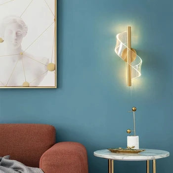 Iskandinav Lüks akrilik led duvar lambası kapalı aplik ışık Yatak odası başucu sanat dekoru Merdiven duvar Aydınlatma oturma odası arka Plan 0