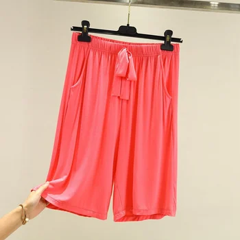 Yaz Modal Şort Uyku Dipleri Düz Renk Rahat Pijama Pantolon Kadın Büyük Boy Kısa Ev Pantolon Kadınlar için Y101
