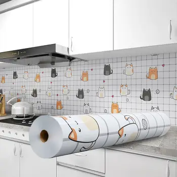 DIY Mutfak Duvar Kağıdı Yüksek Sıcaklık Macun Kendinden yapışkanlı duvar kağıdı Folyo Su Geçirmez Banyo PVC Duvar Sticker Ev Dekor 0