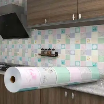 DIY Mutfak Duvar Kağıdı Yüksek Sıcaklık Macun Kendinden yapışkanlı duvar kağıdı Folyo Su Geçirmez Banyo PVC Duvar Sticker Ev Dekor 1