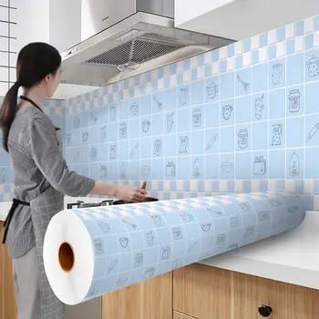 DIY Mutfak Duvar Kağıdı Yüksek Sıcaklık Macun Kendinden yapışkanlı duvar kağıdı Folyo Su Geçirmez Banyo PVC Duvar Sticker Ev Dekor 2