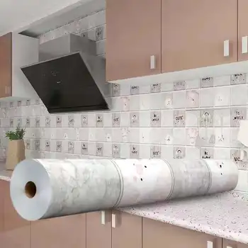 DIY Mutfak Duvar Kağıdı Yüksek Sıcaklık Macun Kendinden yapışkanlı duvar kağıdı Folyo Su Geçirmez Banyo PVC Duvar Sticker Ev Dekor 5