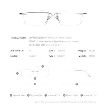 FONEX Ayar Gümüş S800 Gözlük Çerçevesi Erkekler 2022 Yeni Reçete Çerçevesiz Gözlük Optik Gözlük Gözlük FS001 0