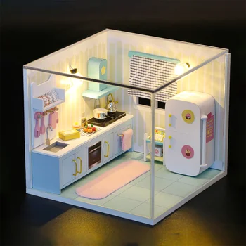 YARD Minyatürleri Dollhouse Büyük DIY Dollhouse Minyatür Yapı Kiti Rumbox DIY Mini Ev Mobilya Ev İnşaat Seti