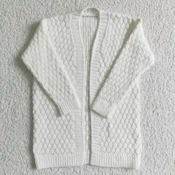 GT0007 moda kız beyaz kazak uzun kollu hırka ile yüksek kalite sonbahar kış dış giyim