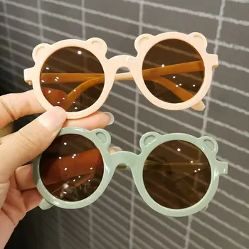 Moda Yuvarlak Çocuk güneş Gözlüğü karton Kutu Küçük Ayı Kulak Güneş Gözlükleri UV Koruma Şemsiye Klasik Çocuk Gözlük Şeklinde