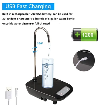 Elektrikli su sebili Ev Ofis Mutfak USB Şarj Edilebilir Taşınabilir Otomatik Elektrikli Şişe su kovası pompalı dağıtıcı