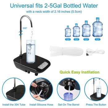 Elektrikli su sebili Ev Ofis Mutfak USB Şarj Edilebilir Taşınabilir Otomatik Elektrikli Şişe su kovası pompalı dağıtıcı 2
