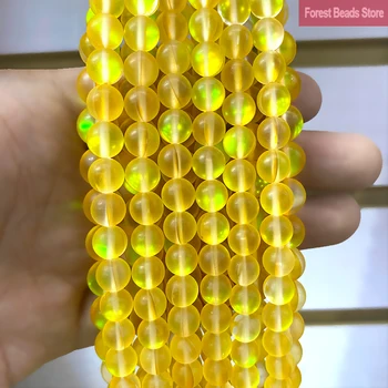 Mat Koyu Sarı Avusturya Kristal Glitter Ay Taş Yuvarlak Boncuk Takı Yapımı için diy bilezik Kolye 6 8 10 12mm 15 