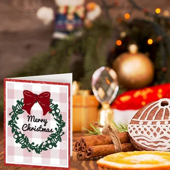 2 adet Merry Christmas Çelenk Metal Kalıp Kesim Kabartma Şablon Kalıp Köşe Yay Metin Die Keser Karalama Defteri için Kart DIY Zanaat Dekor 5