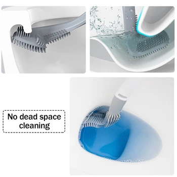 Golf Silikon Tuvalet Fırçaları Tutucu Seti Hiçbir Ölü Tuvalet Temizleme Fırçası Uzun Saplı WC Temizleme Aracı Banyo aksesuarları