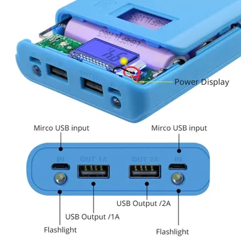 Güç Bankası DIY 18650 Kutu Kasa DIY 8x18650 Pil Tutucu Taşınabilir lcd ekran Çift USB Bağlantı Noktası Powerbank Durumda Pil Kutusu
