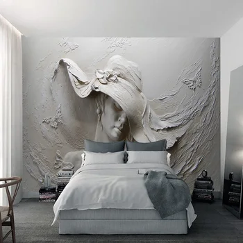 Özel duvar bezi 3D Kabartmalı Soyut Güzellik Figürü duvar kağıdı Duvar Oturma Odası Yatak Odası Duvar Ev duvar süsü 3D Papel De Parede 1