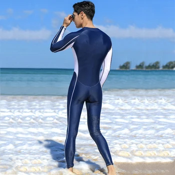 Uzun Kollu Döküntü Guard Erkekler Ön Fermuar Tek Parça Wetsuit Yüzme dalgıç kıyafeti Dalış Sörf Mayo Plaj Kıyafeti Vücut Takım Elbise