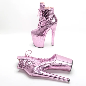 Leecabe 20 CM / 8 inç Yılan Üst Kutup dans yüksek topuklu ayakkabı Kutup Dans platformu çizmeler kadın botları 2B