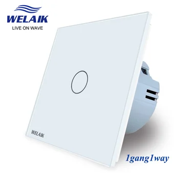 WELAIK AB Avrupa Dokunmatik Anahtarı 80 * 80mm 1~1000 W 1gang1way Kristal Cam panel lambası akıllı anahtar ışık anahtarı Duvar Anahtarı A1911CW