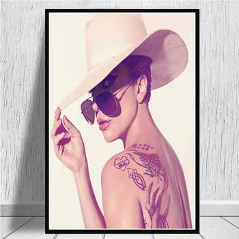 Yıldız Posterler ve Baskılar Şarkıcı Lady Gaga Pop Art tuval Boyama Siyah Beyaz Kadın Figürü Boyama Ev Odası Dekor Resim
