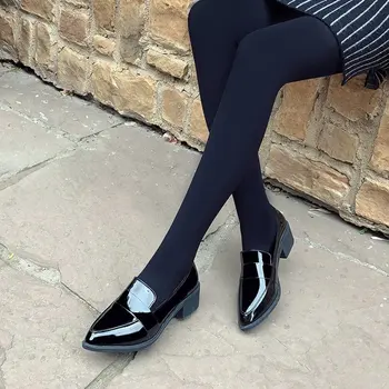 Retro ayakkabı deri rahat ayakkabılar Kadın 2021 Sonbahar Oxfords Kadın Ayakkabı İş Ayakkabısı Siyah Flats Slip-on Düğün Loafer'lar 0
