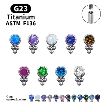 G23 F136 Titanyum İmplant Sınıf Opal Küpe Tragus Kabuklu Kıkırdak Delikli Dudak 16G Labret İç Dişli Piercing Takı