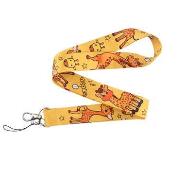 Zürafa hayvanlar komik sanat kordon boyun Anahtarlık telefon tuşları KİMLİK kartı karikatür webbings şeritler 0