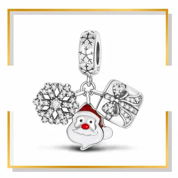 Yeni 925 Ayar Gümüş Kar Tanesi Charm noel hediyesi Charms Boncuk Pandora plata de ley 925 Orijinal diy bilezik Takı 3