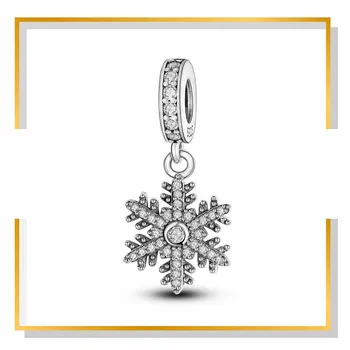 Yeni 925 Ayar Gümüş Kar Tanesi Charm noel hediyesi Charms Boncuk Pandora plata de ley 925 Orijinal diy bilezik Takı 5