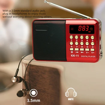Mini Taşınabilir Radyo El Dijital FM USB TF MP3 Çalar Hoparlör USB Şarj Edilebilir Radyo Teleskopik Anten Cepler Alıcı