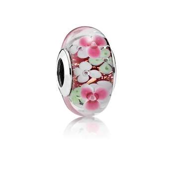 Gümüş Renk Boncuk Çiçek Kalp Kabarcık Cam Kristal Sır Boncuk Orijinal Pandora Charm bilezik ve bilezikler Takı