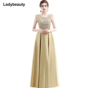Ladybeauty Yeni varış zarif parti elbise abiye Vestido de Dresses aplikler elbise see through açılış geri 2019 0