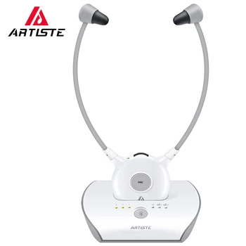 Artiste APH100 Kablosuz Kulaklık ile TV için 2.4 G RF Verici Kiti, Stereo Anti-parazit Yaşlı TV İşitme cihazı Kulaklık 0