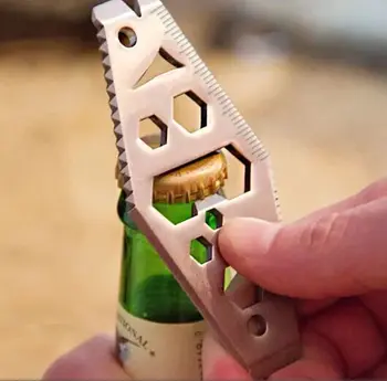1 ADET Paslanmaz Çelik şişe açacağı Anahtarı Anahtarlık halka kolye Testere Bıçağı Kesici Kazayağı Açık Cep EDC Çok Fonksiyonlu Aletler