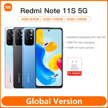 Küresel Sürüm Xiaomi Redmi Not 11S 5G Smartphone Dimensity 810 NFC 33W Pro Hızlı Şarj 50MP AI Üçlü Kamera