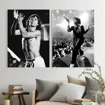 Mick Jagger Band Tuval sanat posterleri ve Duvar sanat resmi Baskı Modern Aile yatak odası dekoru Posterler 0