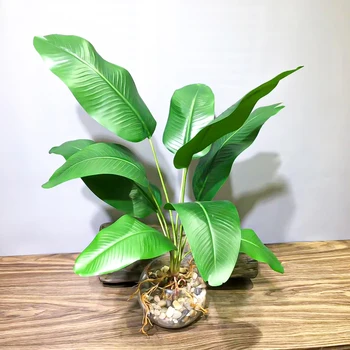 65cm 9 Kafaları Tropikal Monstera Yapay Bitkiler Sahte Palmiye Ağacı Plastik Muz Yaprağı Şube Su Tesisi Ev Bahçe İçin masa dekoru
