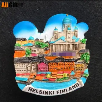 Finlandiya Helsinki Turist Anıt buzdolabı mıknatısı Reçine 3D buzdolabı mıknatısı Seyahat Hatıra Mutfak Ev Dekorasyon Dekor
