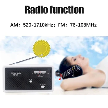 RD626 Güneş Radyo Taşınabilir El Krank Jeneratör Çok Fonksiyonlu Aydınlatma Cep Telefonu Şarj AM FM Radyo Açık