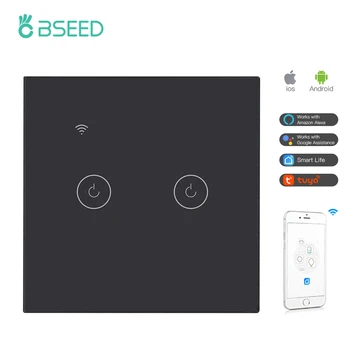 Bseed Wifi 1 Gang 2 Gang Çoklu Kontrol Akıllı Anahtarı İşık Dokunmatik Anahtarı Kablosuz İle Çalışır Tuya Google Alexa Akıllı Yaşam