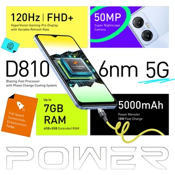 * Dünya Prömiyeri * ınfinix Sıcak 20 5G NFC Akıllı Telefon Boyut 810 6nm 5G İşlemci 6.6
