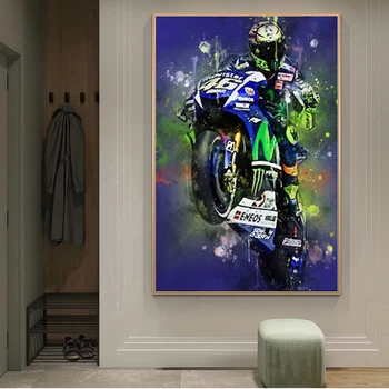 Valentino Rossies Tuval Boyama Motosiklet Posteri Duvar sanat resmi Baskı Oturma oda duvar dekorasyonu Ev Dekor Cuadros