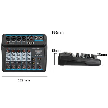 M-6 Taşınabilir Mini Mikser o DJ Konsolu Ses Kartı, USB, 48V Fantom Güç PC Kayıt Şarkı Web Yayını Parti(ABD Plug)