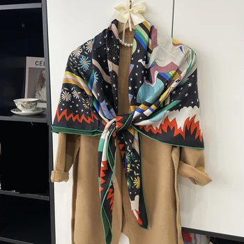 2022 Kış Eşarp Kadınlar Lüks İpek kaşmir Eşarp Çift Taraflı İki Renkli Marka Kare Pashmina Şal Sıcak Fular Başörtüsü Sjaal