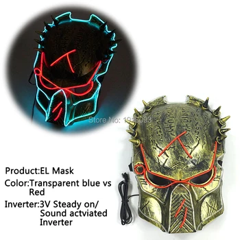 Parlayan Film Predator maskesi Parlayan EL Tel Maskesi EL Ürün Yenilik Aydınlatma Maskesi Film Tema Karnaval Parti Dekorasyon 5