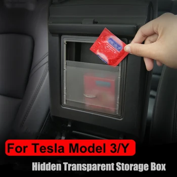 Araba Aksesuarları Tesla Modeli 3 Y Kol Dayama Gizli saklama kutusu Organizatör Konteynerler Şeffaf telefon anahtarı Tutucu Oto Ürünleri 1