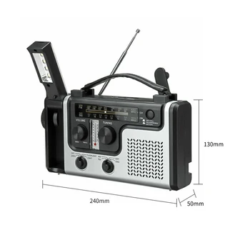 Taşınabilir Güneş Radyo Alıcısı Powered El Krank Hava Radyo AM FM SW1 SW2 Çok bantlı acil durum ışığı ve LED Okuma 0