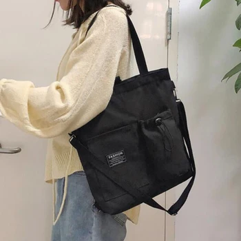 Kadın Kanvas Çanta Yeni Tasarım Fermuar omuzdan askili çanta Kadın Kullanımlık Büyük Kapasiteli alışveriş çantası Bayanlar Eko Bez Alışveriş Çantaları