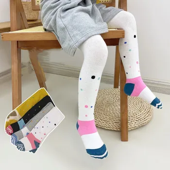 2022 İlkbahar Sonbahar Kız Bebek Geometrik Tayt Bebek Çocuk Nokta Tayt Külotlu Çocuk Pamuk Çorap Çocuk Giyim