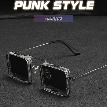 Metal Punk Güneş Gözlüğü Erkekler Trend Steampunk Moda Gözlük Vintage Kare Retro Sonnenbrille Lunette De Soleil Homme Bril 1